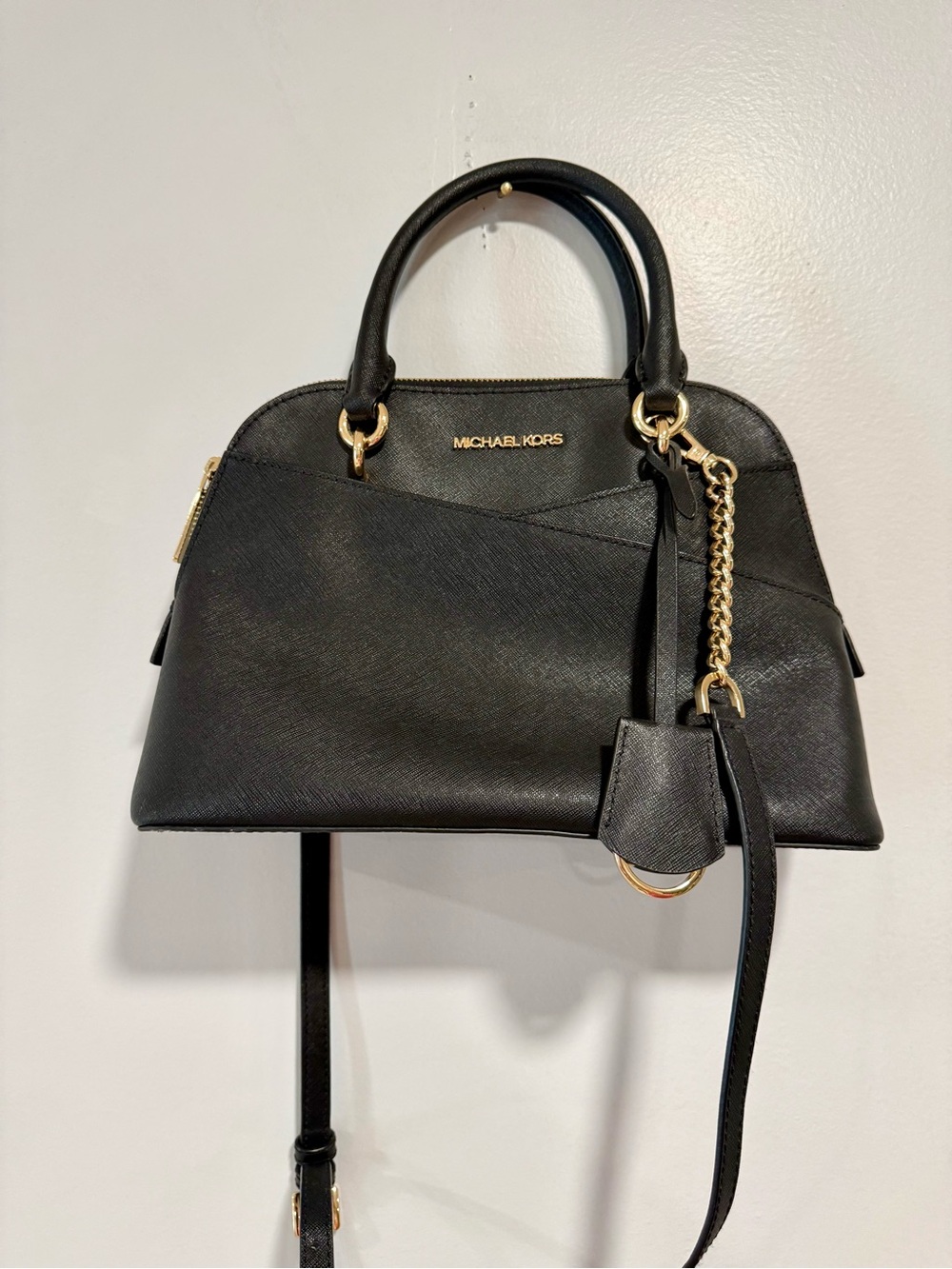 Michael Kors Black gold dome crossbody bag